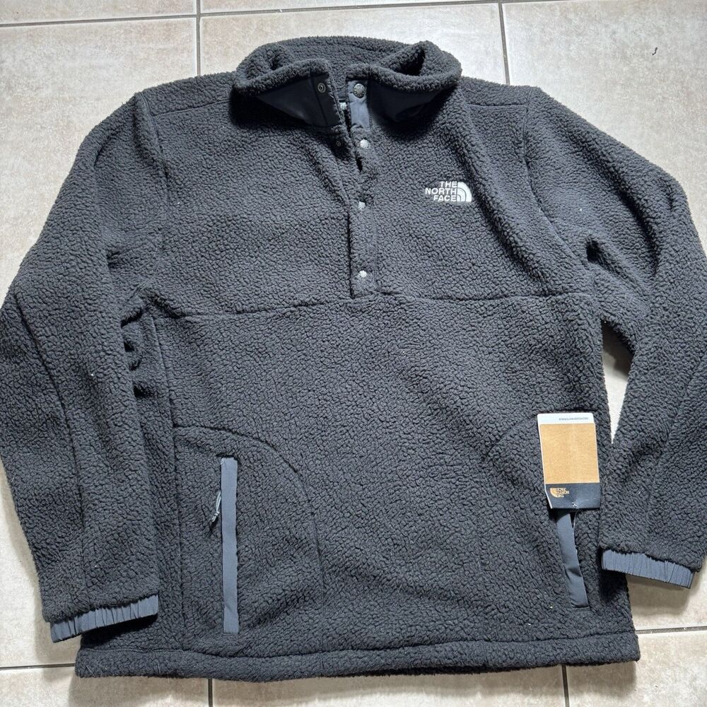 NEW The North Face Men’s XL 1/4 Snap Button Sherpa Pullover Fleece Black Jacket